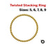 14k Gold Filled Twisted Stacking Ring, 5 Sizes, (GF-804)